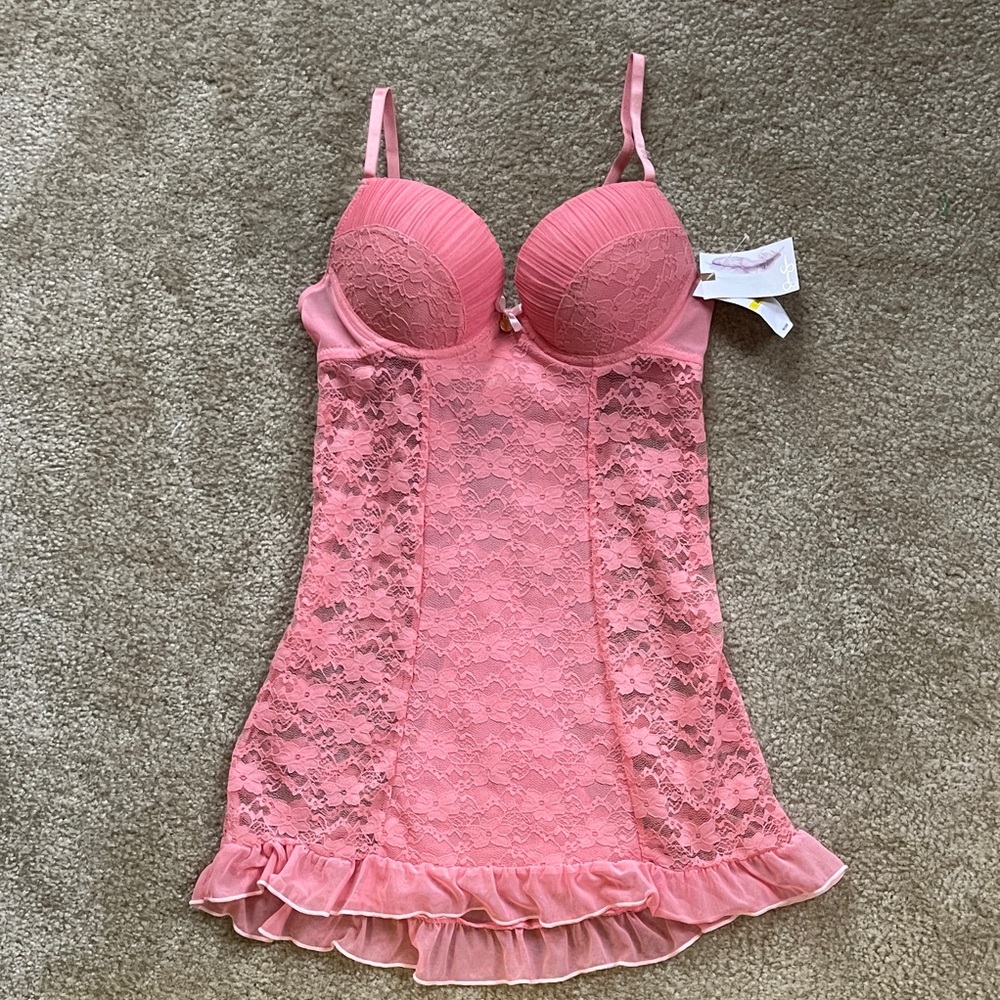 Jessica Simpson Pink Lace Babydoll Nightie Chemise